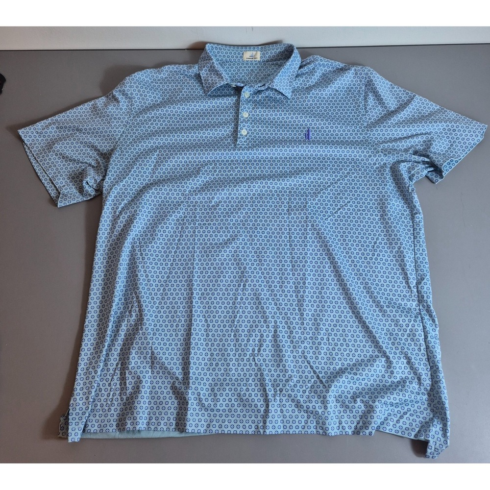 Johnnie-O Mens Polo Shirt Blue Geometric Large